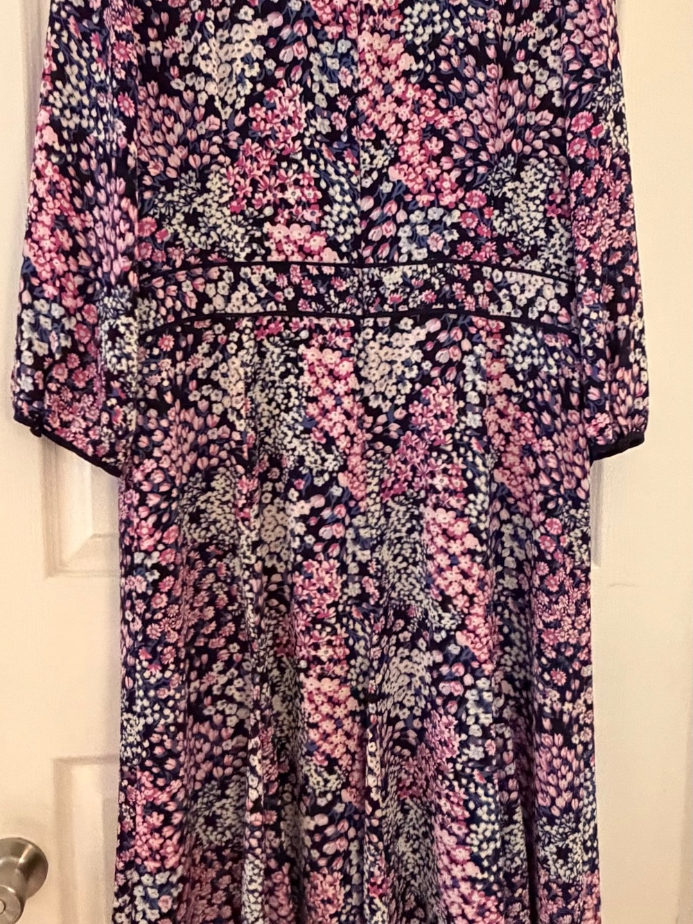 Talbots Navy Floral Pink and White Midi Dress